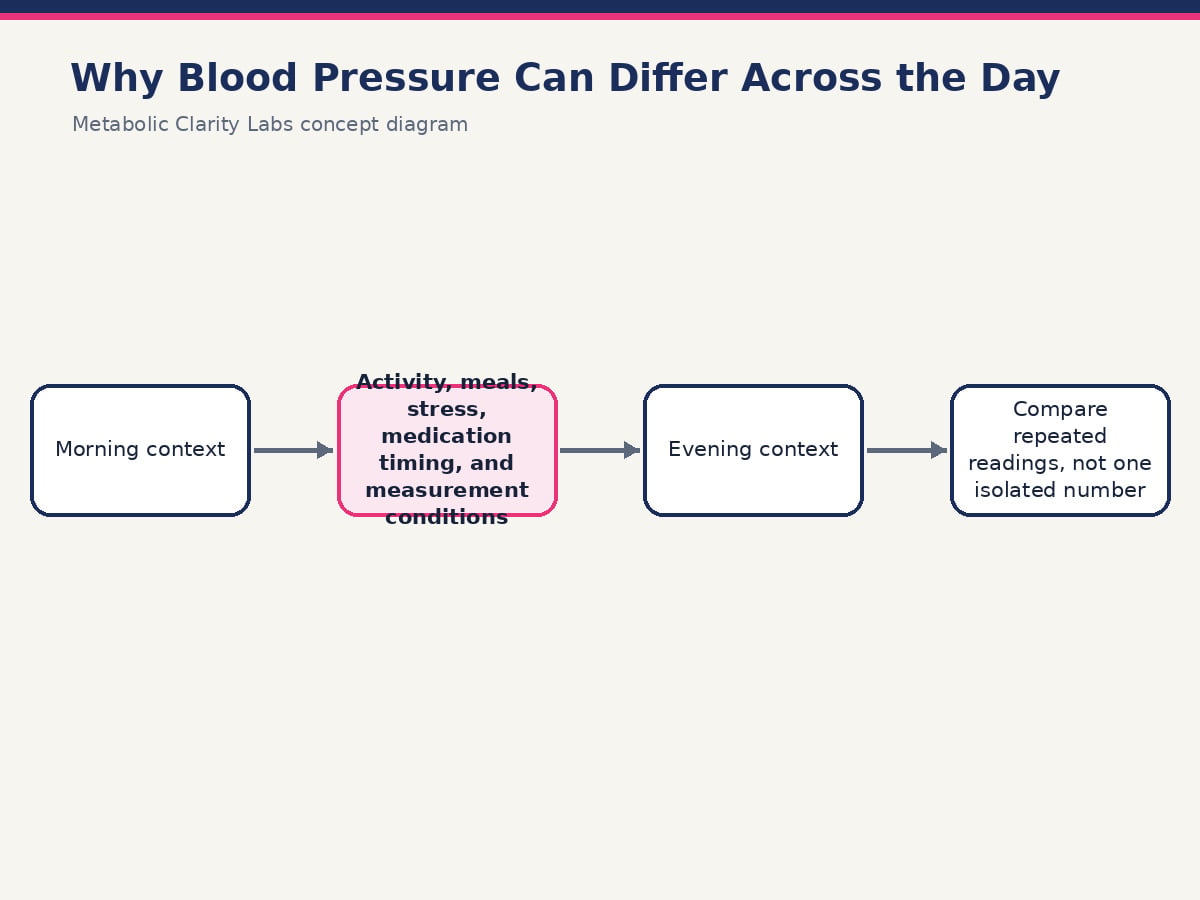 Diagram of the daily blood pressure rhythm from morning to evening