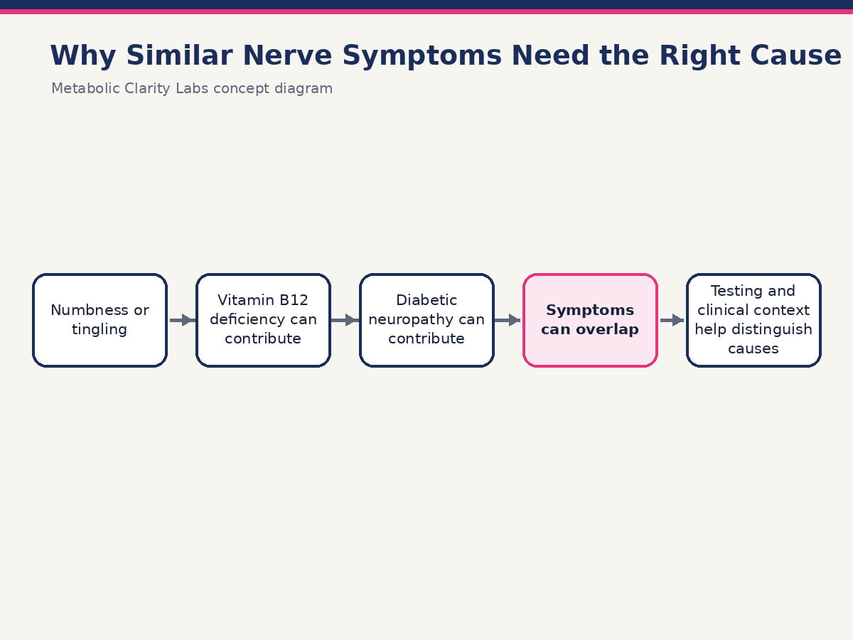 Diagram distinguishing B12 deficiency from diabetic neuropathy